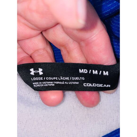 Under Armour Cold Gear Fleece Lined Hoodie - Women's Size M - In Blue Stripe - Picture 8 of 11